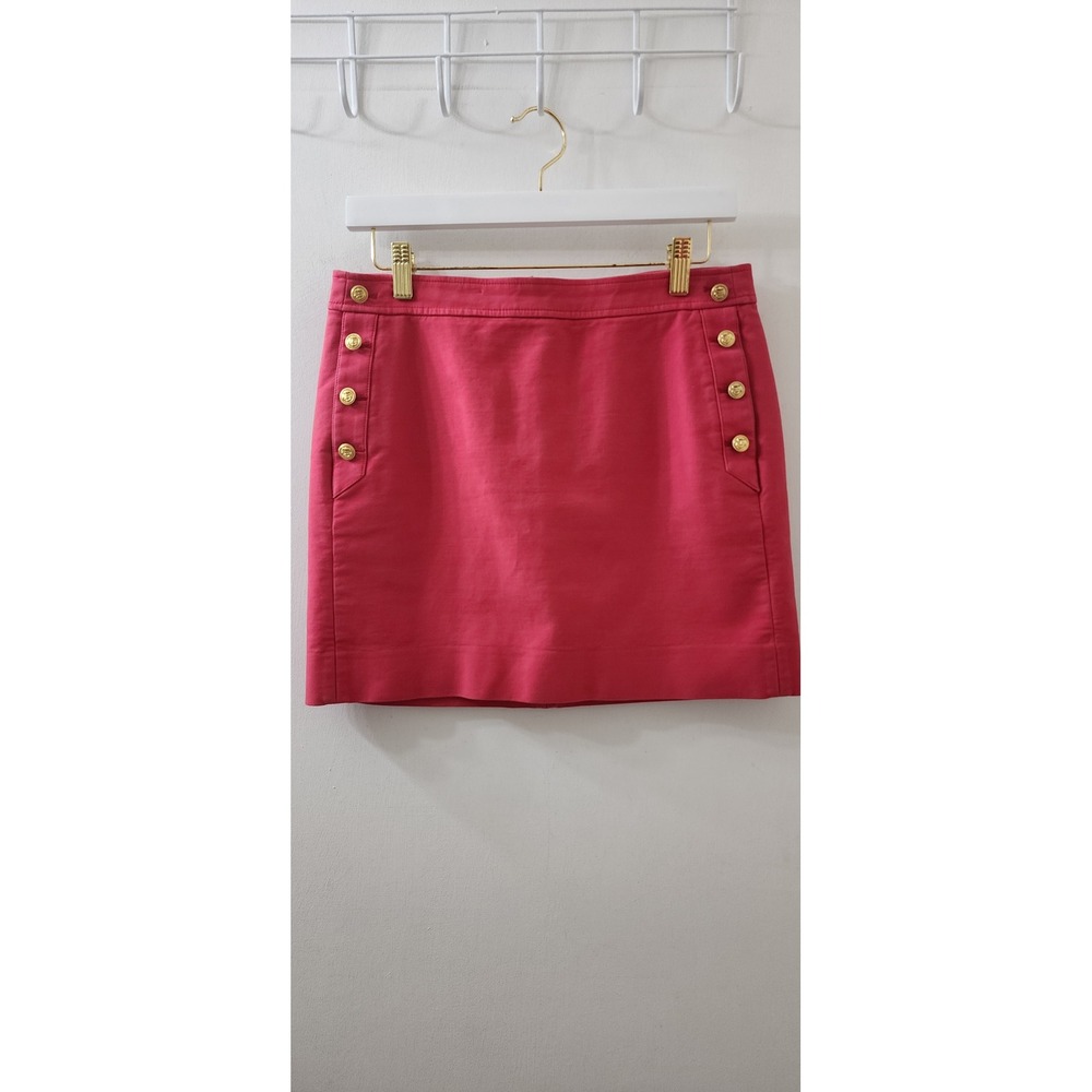 J. Crew Women Pink Sailor Mini Skirt Gold Anchor Buttons Size 4 70676
